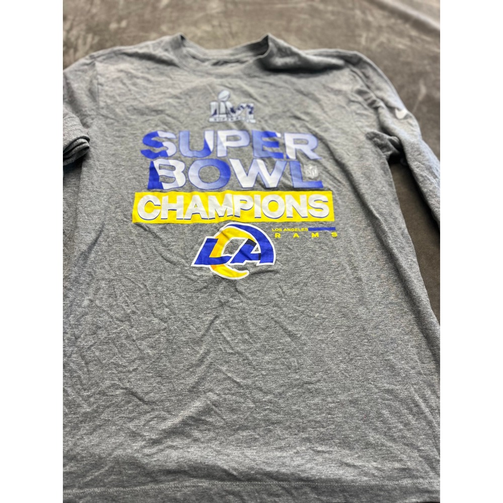Nike Los Angeles Rams Super Bowl LVI Champions Gray Long Sleeve Shirt Mens Large